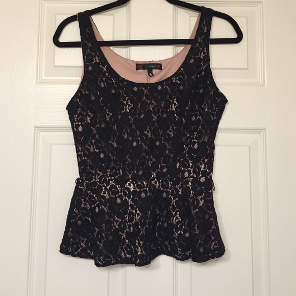 Black lace peplum tank
