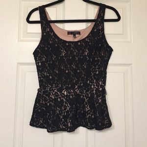 Black lace peplum tank