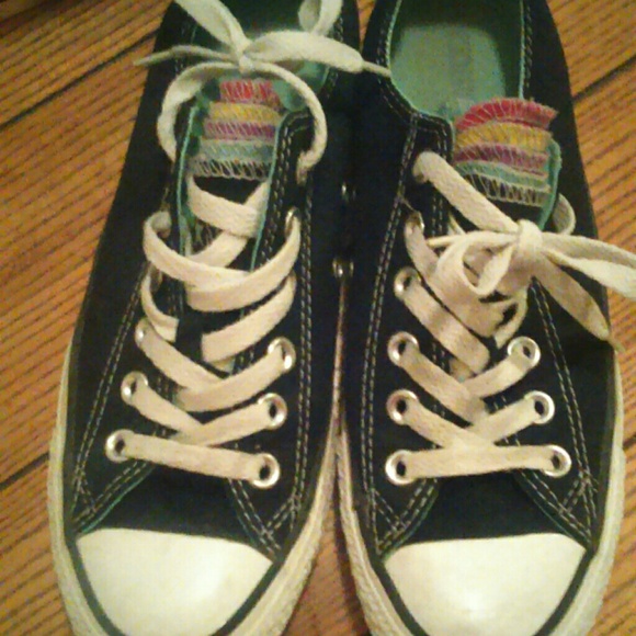 Black Converse Sneakers with Multi Colored Tongues