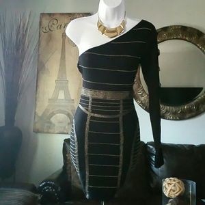 Nwt Gold & black bebe dress