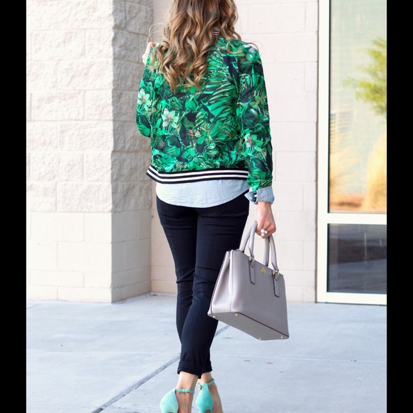Juicy Couture Chiffon Tropical Bomber Jacket - Picture 2 of 3