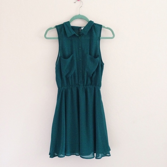 h&m chiffon button up dress