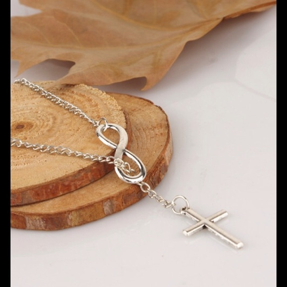 Brand New Silver a Plated Infinity /Cross Necklace - Picture 3 of 3