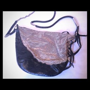 Foley Corinna Black Leather and Silver bag