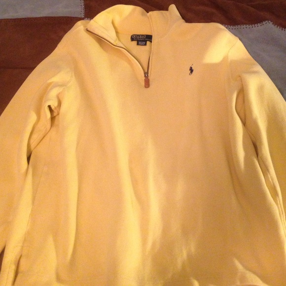 Yellow polo half-zip mockneck sweater