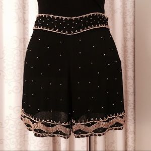 Ecoté Beaded Shorts in Black & Gold