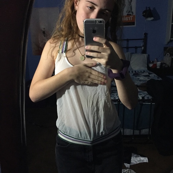 white mesh tank top