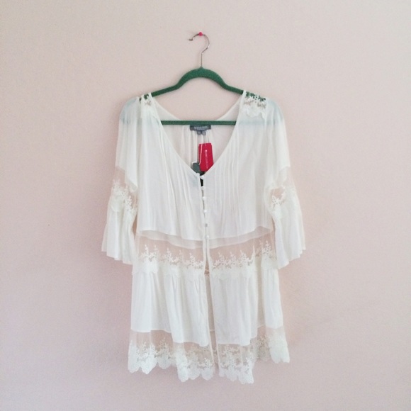 white lace panel tunic top/dress