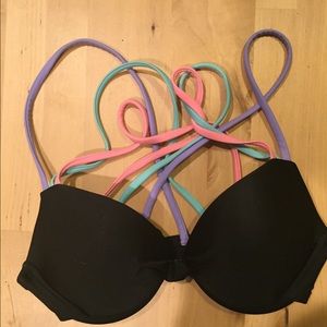 criss-crossing push up bikini top
