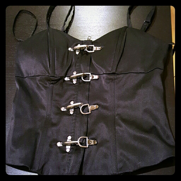 Zipper and Clip Black Corset