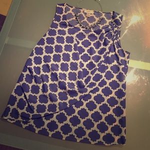 Ann Taylor Loft MEDIUM top in periwinkle and cream