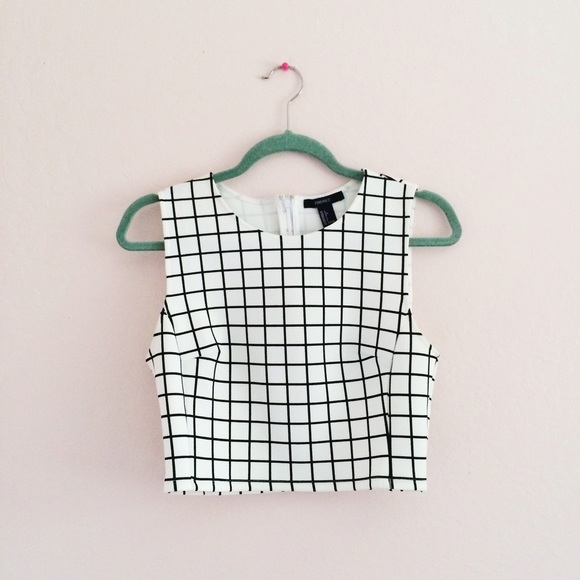 f21 grid crop top
