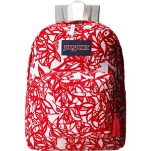 Jansport red and white floral back pack.