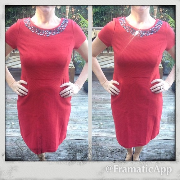 🎉Host Pick🎉 Talbots Embellished Red Dress 6p