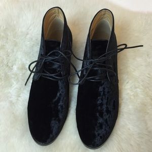Kimchi Blue Black Velvet Lace Up Booties