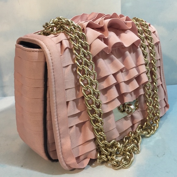 NEW KATE SPADE WEDDING PINK SATIN RUFFLED BAG - Picture 1 of 8