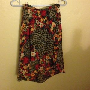 Jaguar/Floral Print Forever21 Skirt