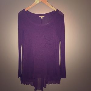 Anthropologie Bordeaux Hi-Low Long Sleeve Tee