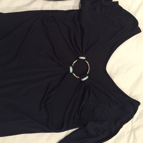 BCBG Navy "Cut Out Back" Top - Picture 2 of 4