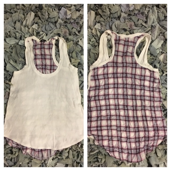 Theory 'Britta' Plaid Back Thermal Knit Tank