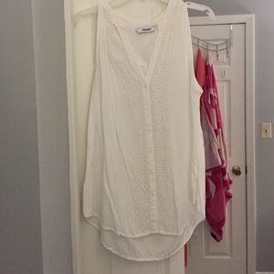 White old navy button up sleeveless blouse