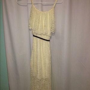 Cream Lace Maxi Dress w/ Belt