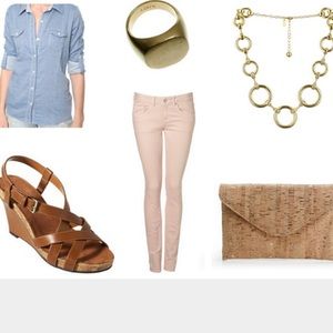 Pale pink skinny jeans