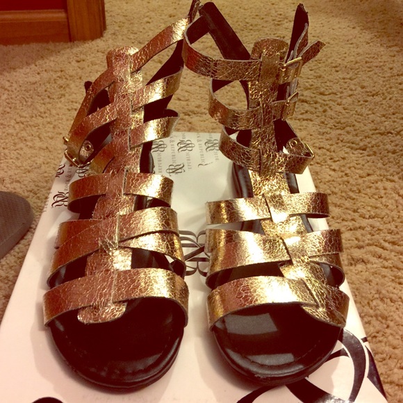 Rock & Republic Gold Gladiator Sandals