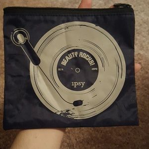 Beauty rocks blue record makeup bag