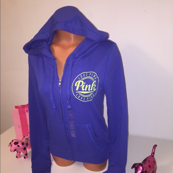 🚫SOLD🚫NEW PINK VS HOODED FULL ZIP SWEATER - Picture 2 of 3