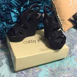 Sparkly black Wedges