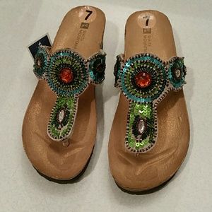 White Mountain Sequined Sandals