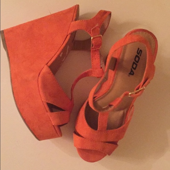 Orange platform wedges!