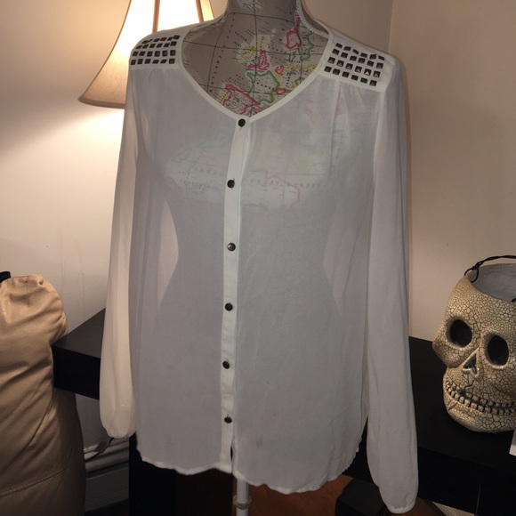 Forever 21 off white studded should blouse