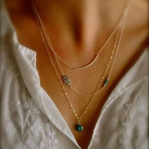 Gold hamsa necklace evil eye multi-layer chain