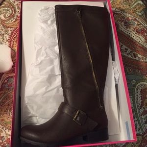 Justfab tall brown boots.