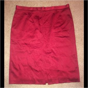 Satin red pencil skirt