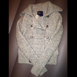 American eagle zip/button wool sweater