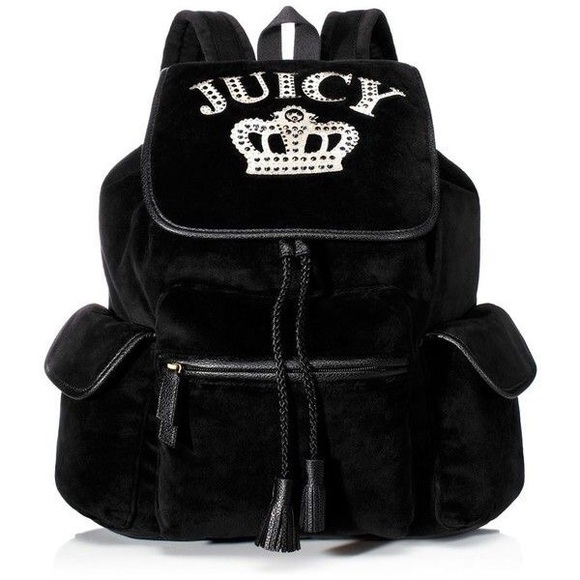 Juicy Couture Velour Crown Crest Backpack