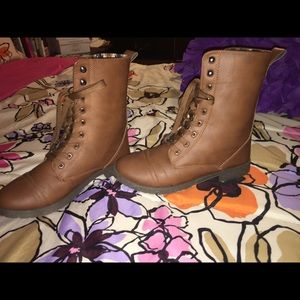 Brown combat boots