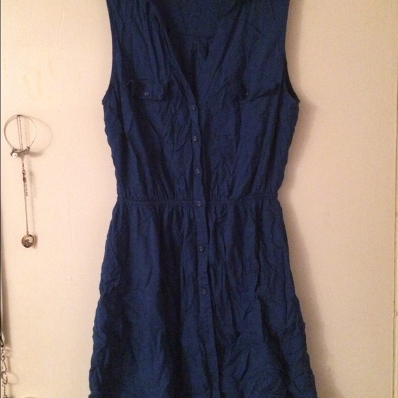 Button-Up Navy Blue Tank Dress