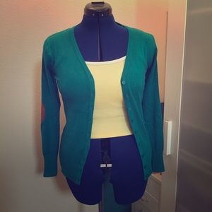 Cute green cardi with elbow patches