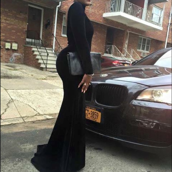 Black Velour Prom Dress