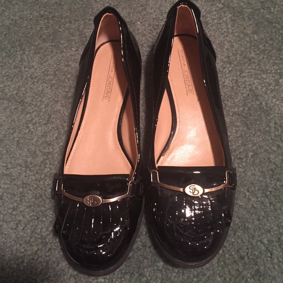 Black patent leather loafers