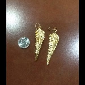 Vintage 24kt gold dipped Fern Leaf Earrings