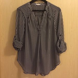 Black and white print sheer blouse