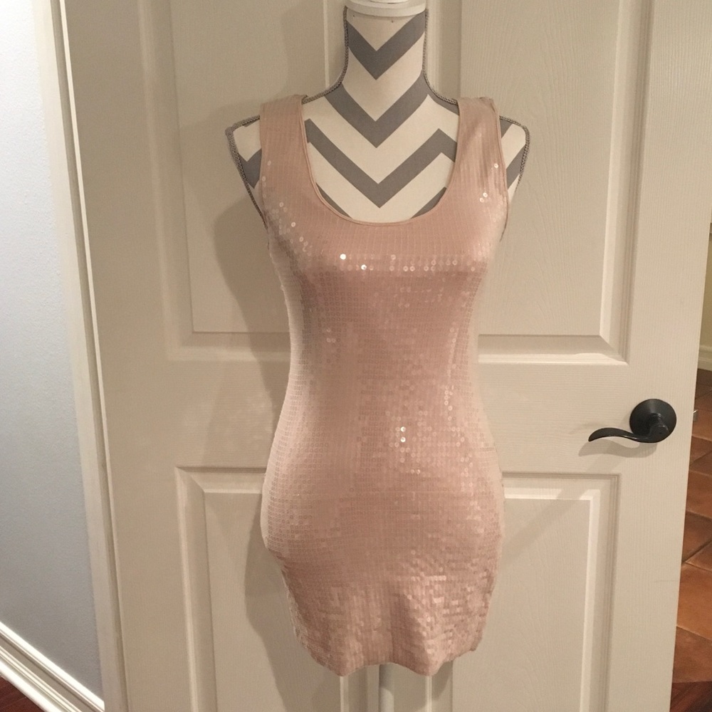 Robert Rodriguez sequins nude mini dress