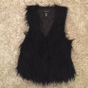 Black furry vest