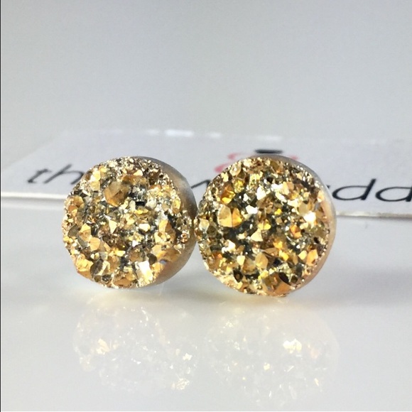 3 for 15🎀chunky golden Druzy style earrings - Picture 3 of 6