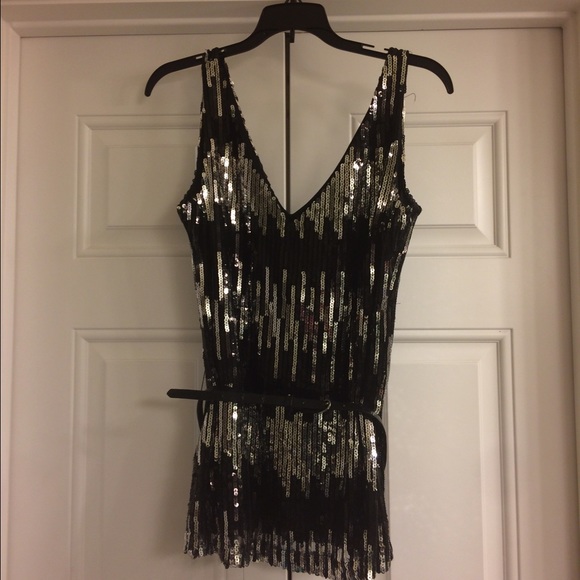 Charlotte Russe  black and silver sequins shirt